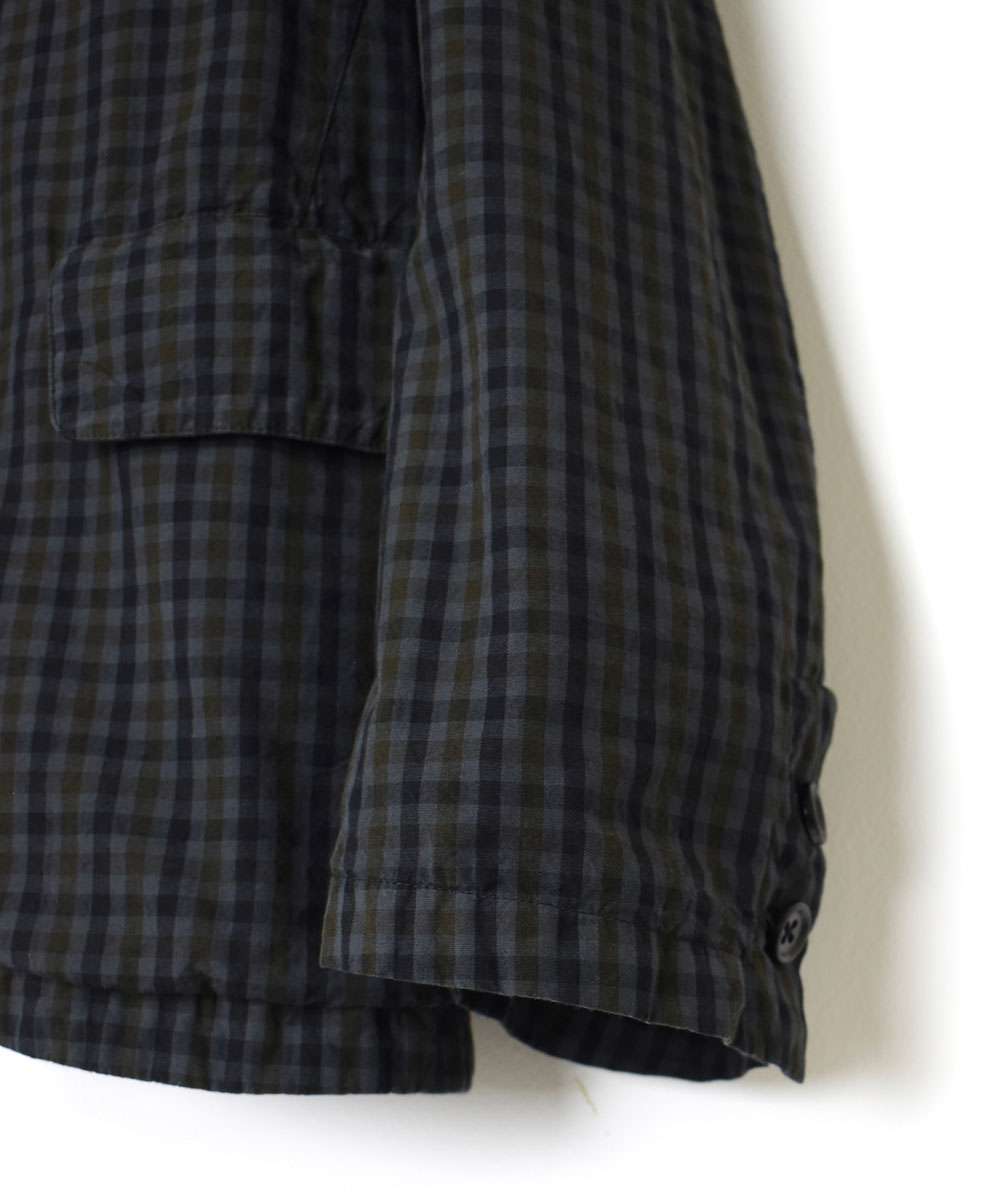 NVL2301PCD (ジャケット) POPLIN BROWN CHECK OVERDYED SIDE VENTS TAILORED JACKET│