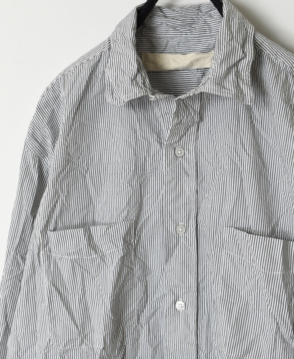NVL1861MSW (シャツ) COTTON MINI STRIPE REGULAR COLLAR L/SL OVERSIZED SHIRT