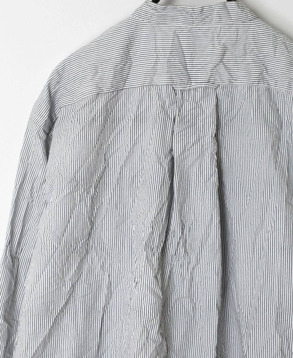 NVL1951MSW (シャツ) COTTON MINI STRIPE BANDED COLLAR L/SL OVERSIZED SHIRT