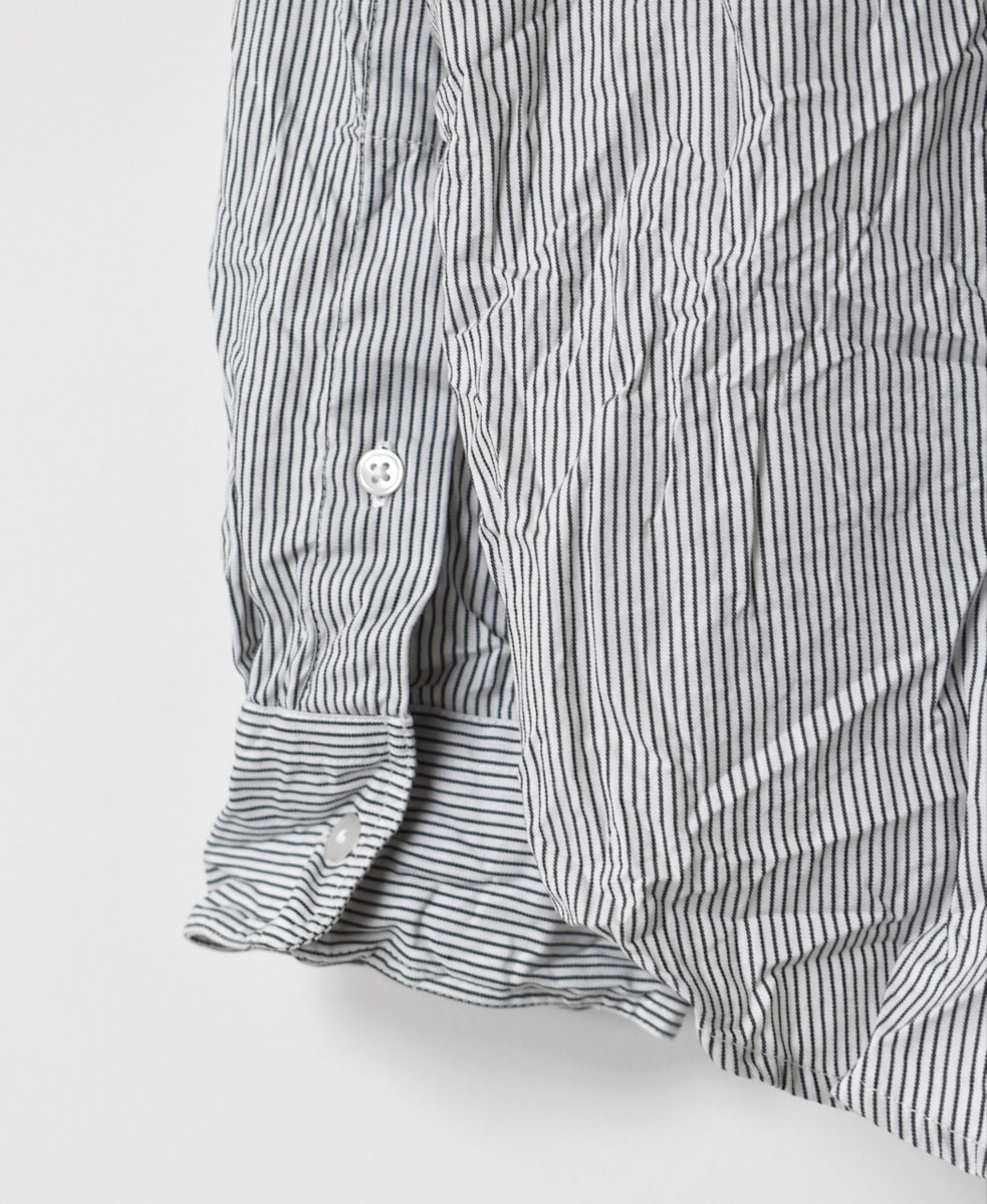 NVL1951MSW (シャツ) COTTON MINI STRIPE BANDED COLLAR L/SL OVERSIZED SHIRT