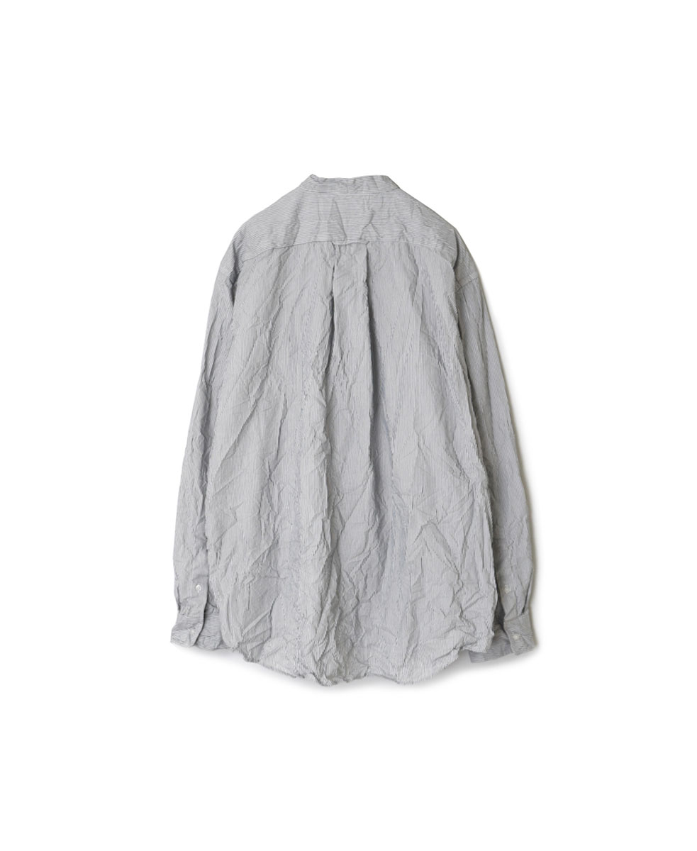 NVL1951MSW (シャツ) COTTON MINI STRIPE BANDED COLLAR L/SL OVERSIZED SHIRT