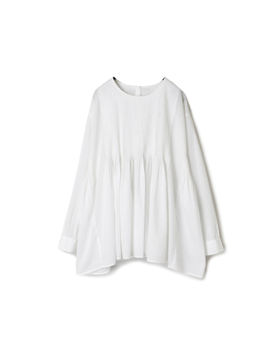 ◯NMDS23161 (ブラウス) 60’S ORGANIC CAMBRIC PLAIN CREW-NECK P/O SHIRT WITH PINTUCK