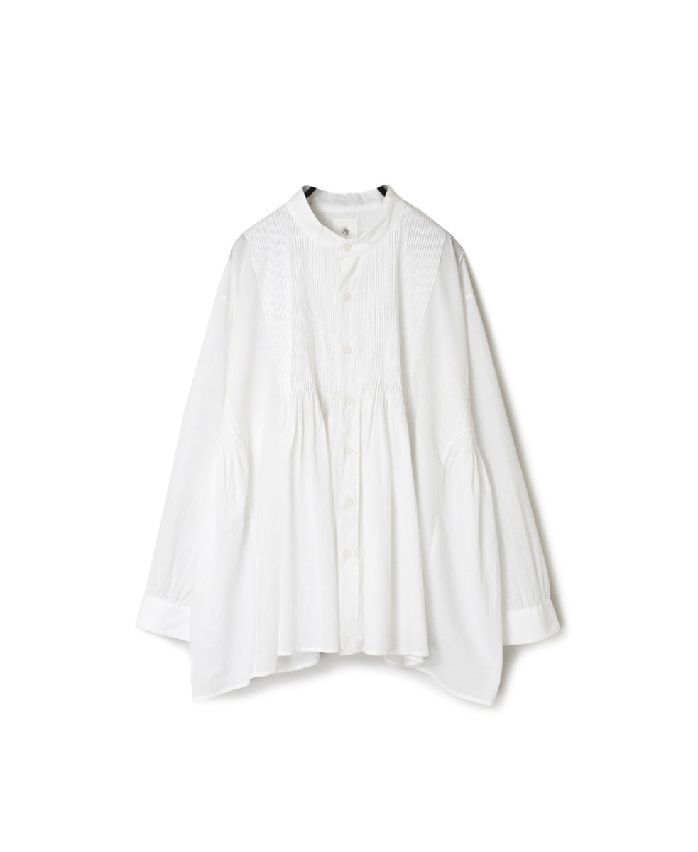 NMDS22153 (ブラウス) 60’S ORGANIC CAMBRIC PLAIN MINI PINTUCK BANDED SHIRT