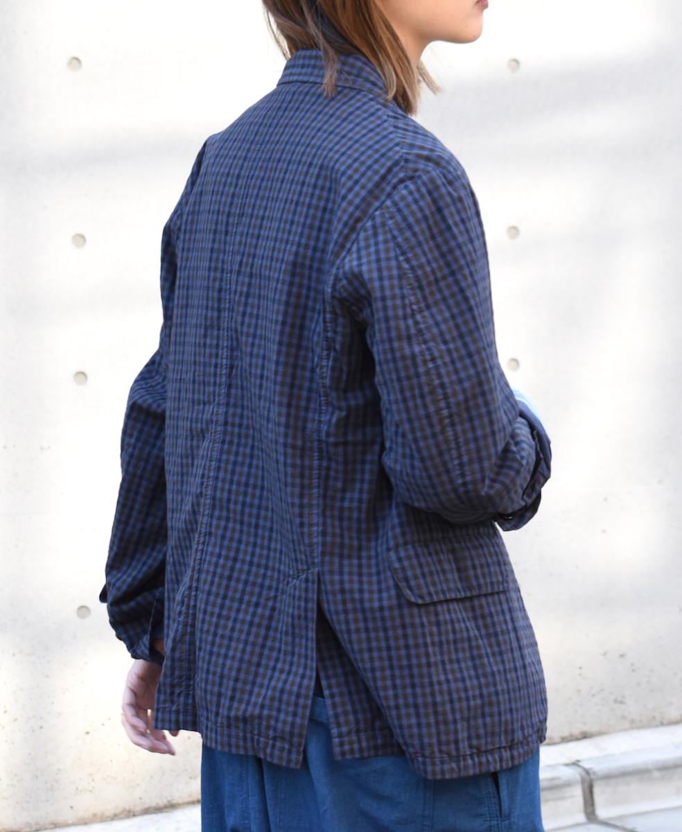 NVL2301PCD (ジャケット) POPLIN BROWN CHECK OVERDYED SIDE VENTS TAILORED JACKET│