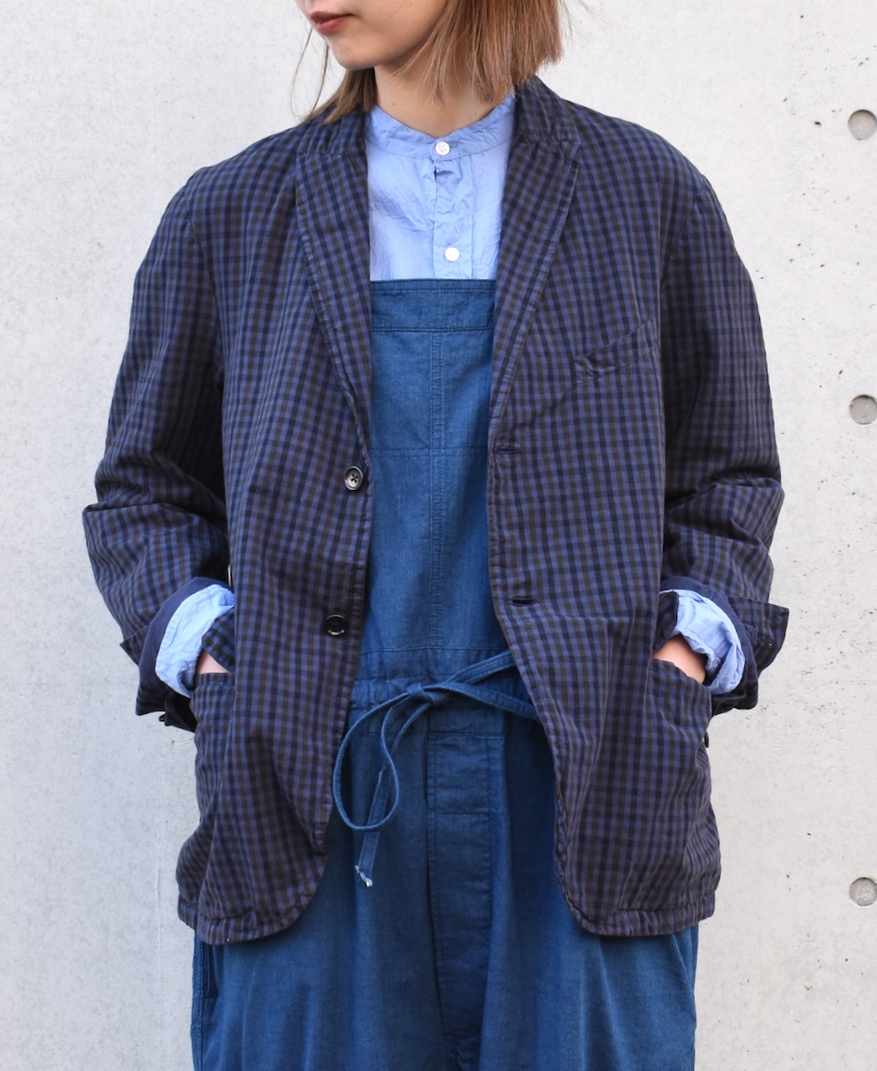 NVL2301PCD (ジャケット) POPLIN BROWN CHECK OVERDYED SIDE VENTS TAILORED JACKET