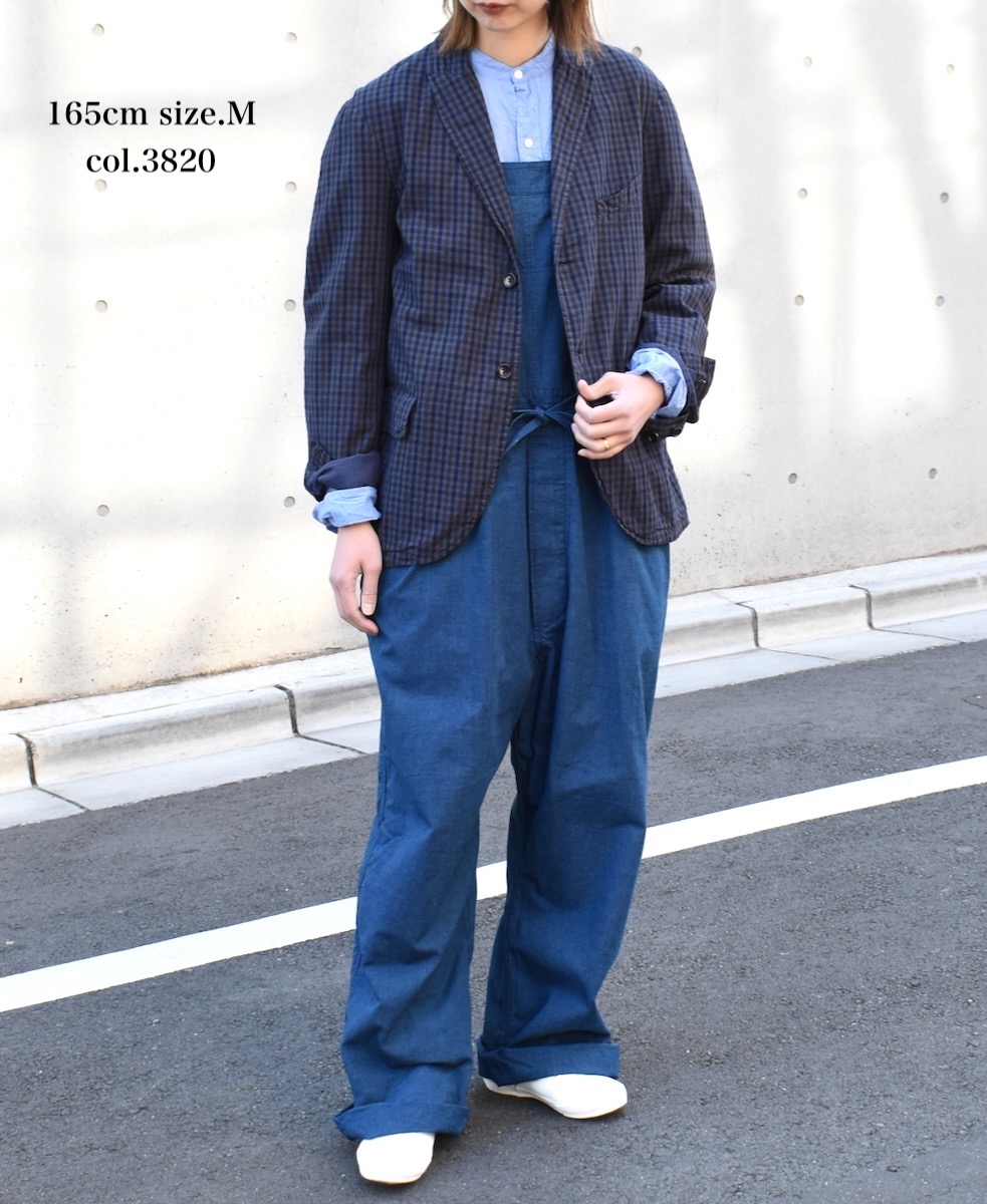 NVL2301PCD (ジャケット) POPLIN BROWN CHECK OVERDYED SIDE VENTS TAILORED JACKET│