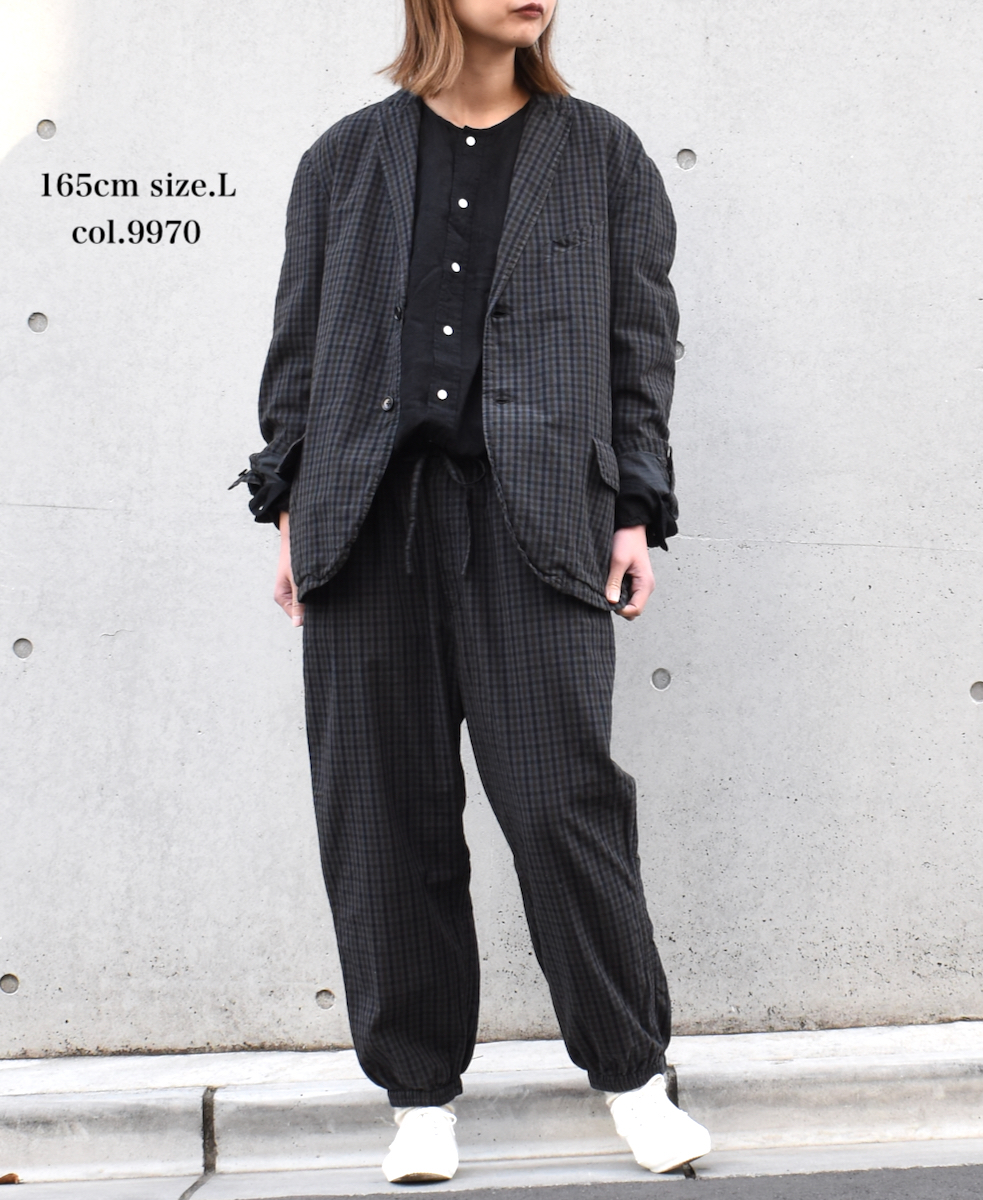 NVL2301PCD (ジャケット) POPLIN BROWN CHECK OVERDYED SIDE VENTS TAILORED JACKET│