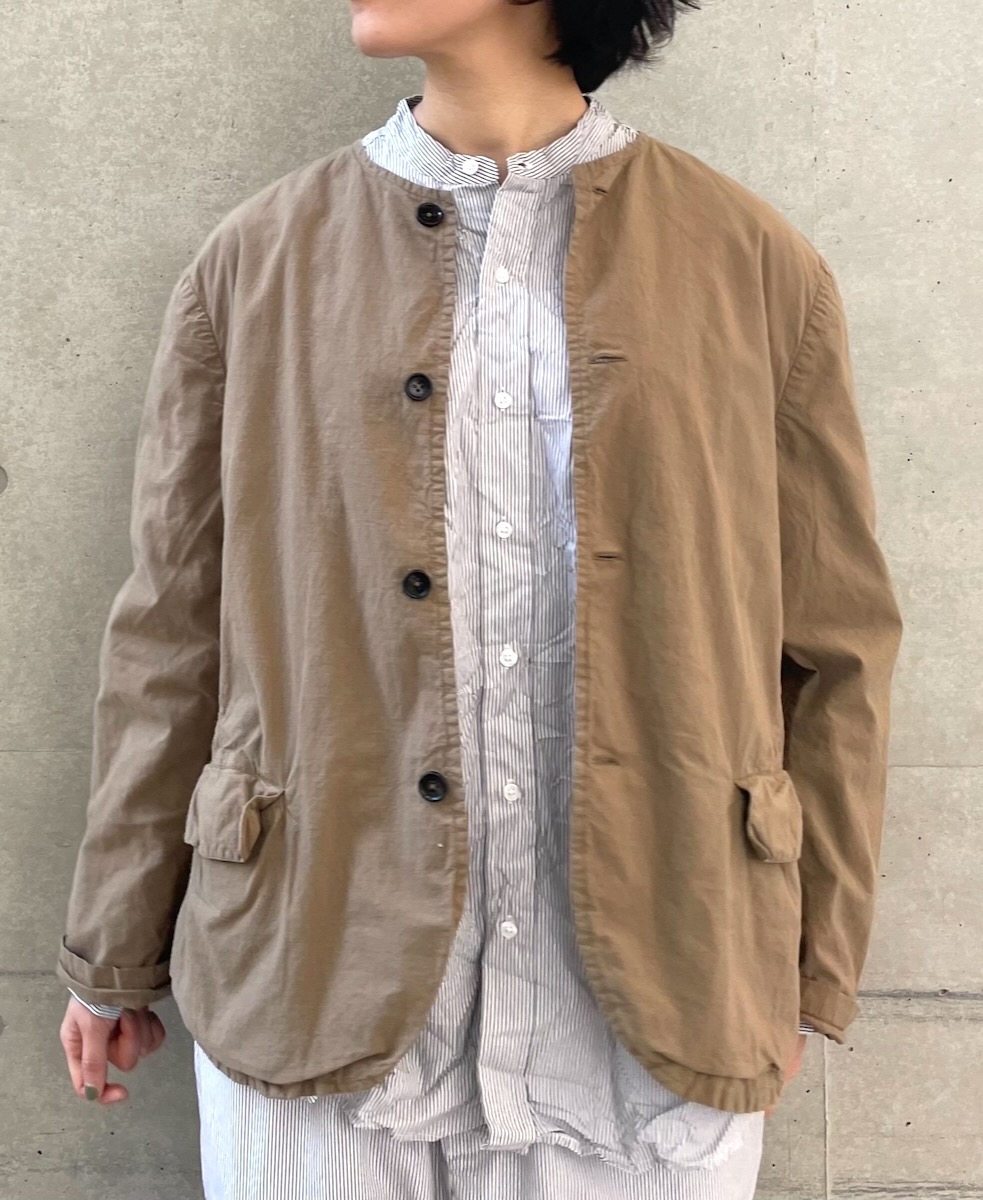 NVL1951MSW (シャツ) COTTON MINI STRIPE BANDED COLLAR L/SL OVERSIZED SHIRT