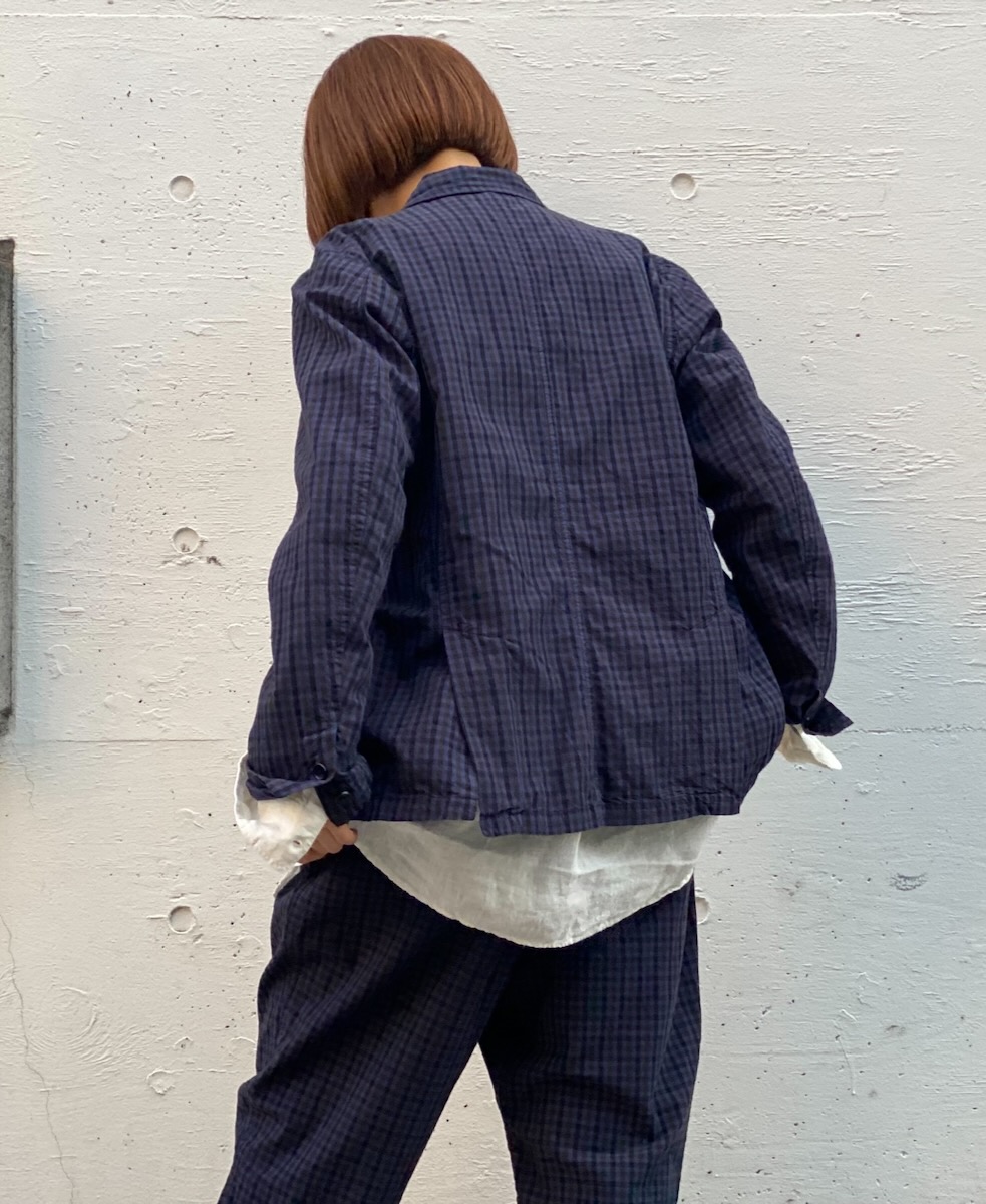 NVL2301PCD (ジャケット) POPLIN BROWN CHECK OVERDYED SIDE VENTS TAILORED JACKET│