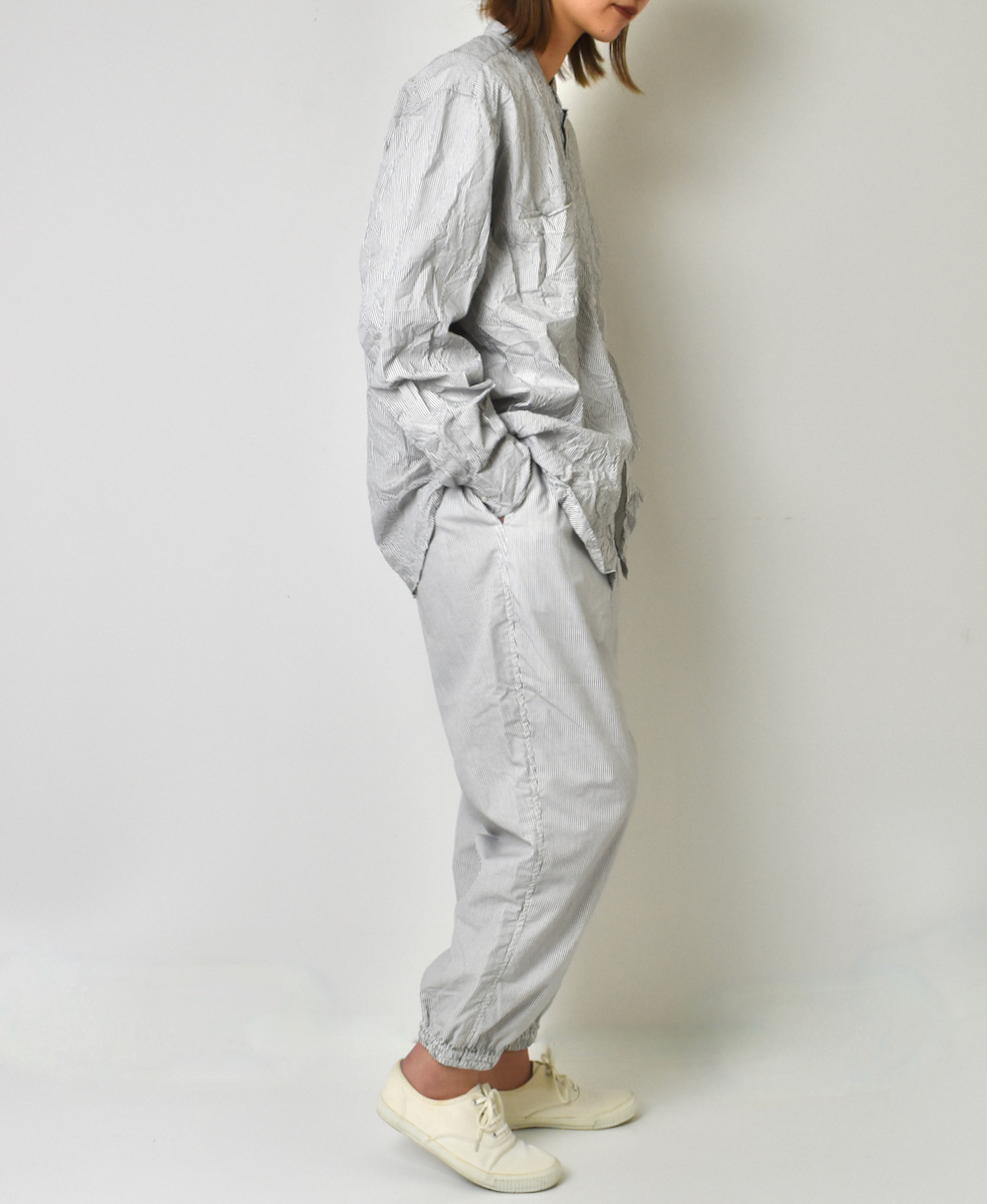NVL1951MSW (シャツ) COTTON MINI STRIPE BANDED COLLAR L/SL OVERSIZED SHIRT
