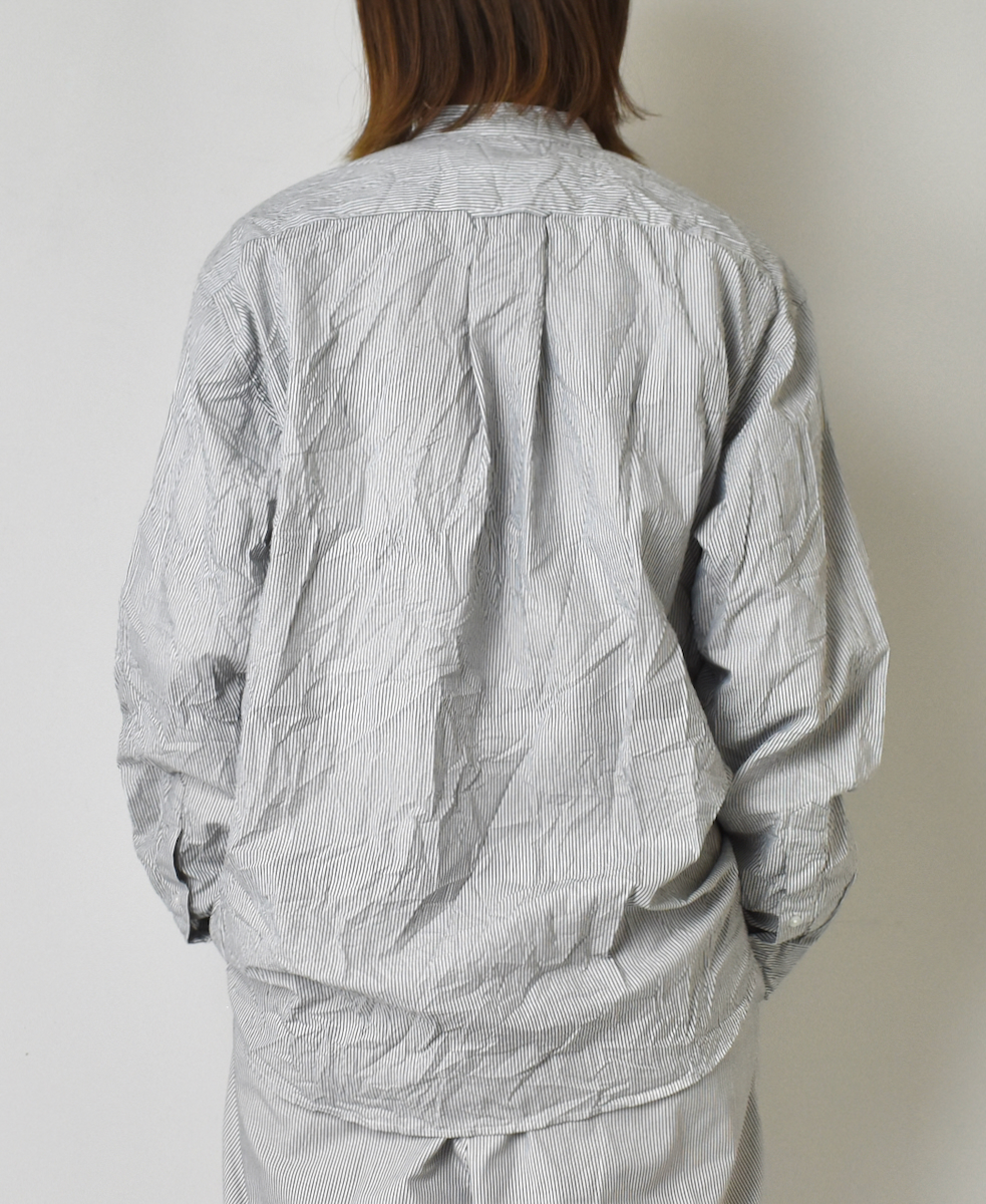 NVL1951MSW (シャツ) COTTON MINI STRIPE BANDED COLLAR L/SL OVERSIZED SHIRT