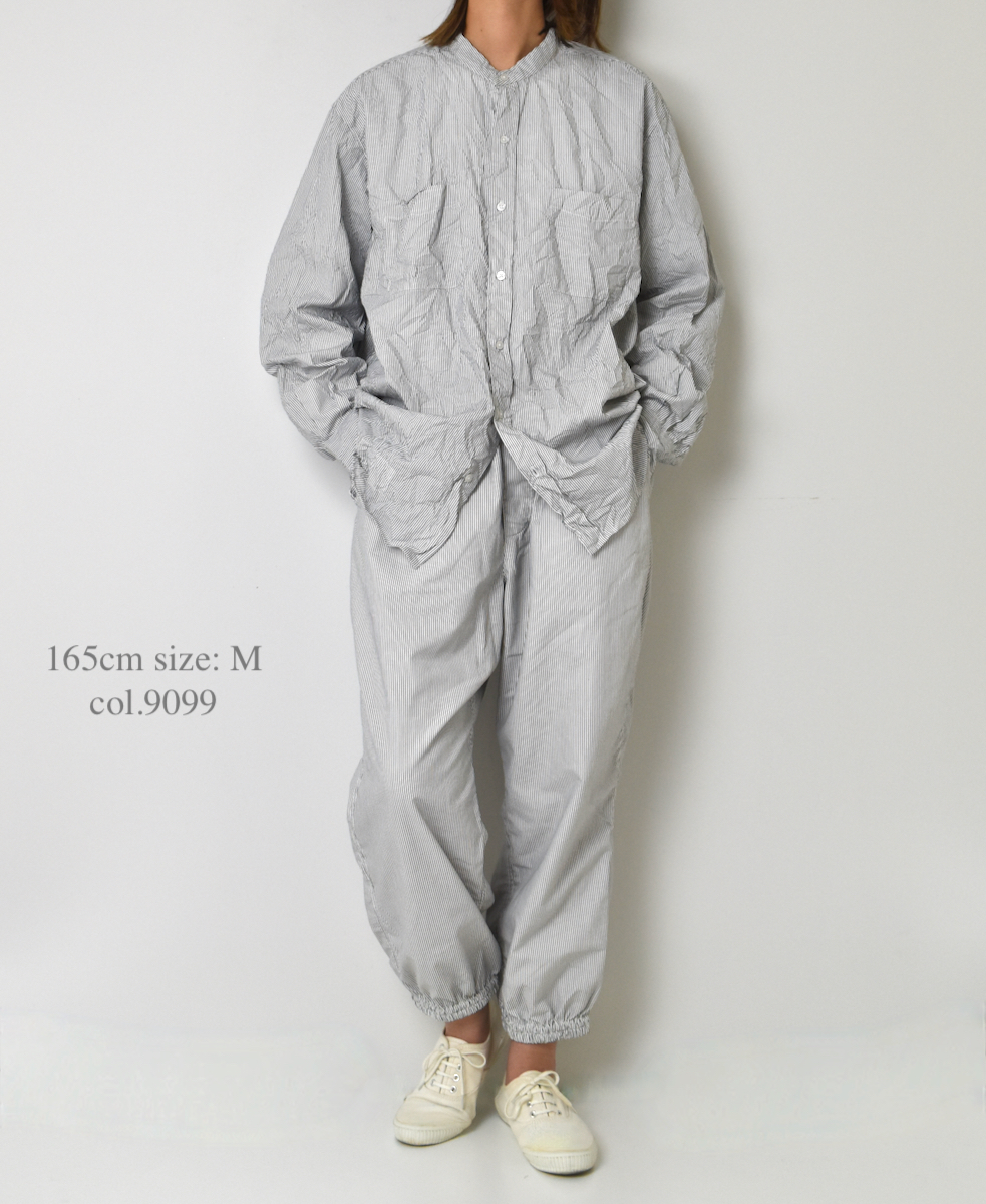 NVL1951MSW (シャツ) COTTON MINI STRIPE BANDED COLLAR L/SL OVERSIZED SHIRT