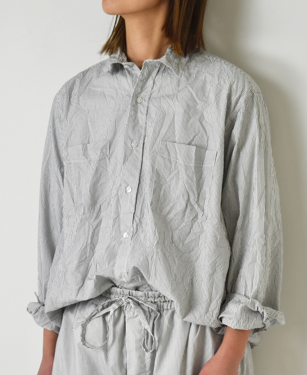 NVL1861MSW (シャツ) COTTON MINI STRIPE REGULAR COLLAR L/SL OVERSIZED SHIRT
