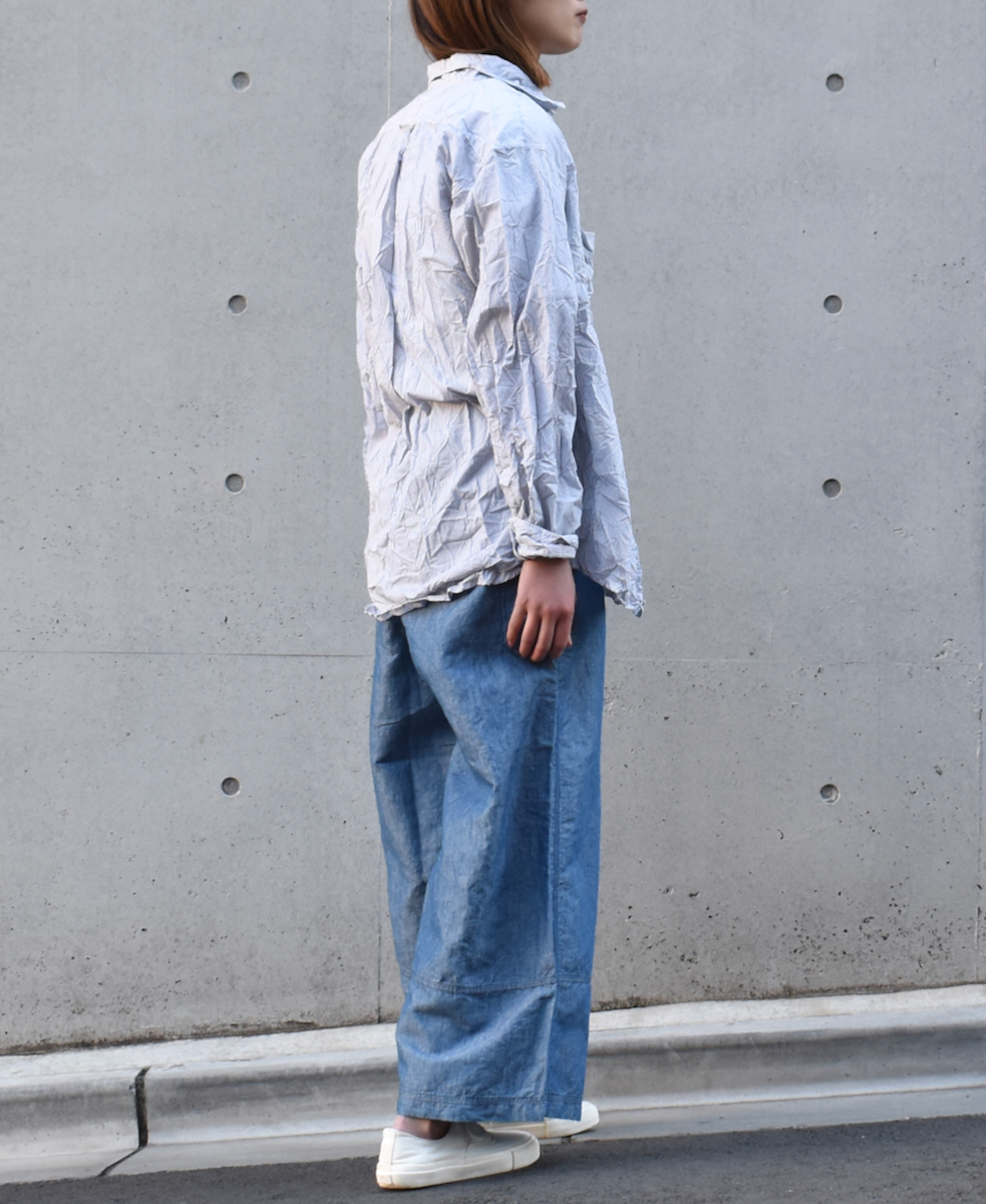 NVL1861MSW (シャツ) COTTON MINI STRIPE REGULAR COLLAR L/SL OVERSIZED SHIRT