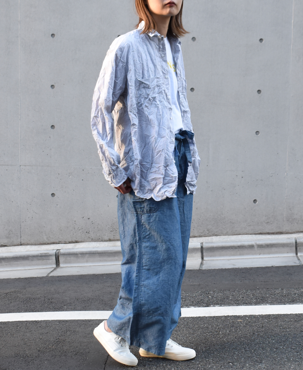 NVL1861MSW (シャツ) COTTON MINI STRIPE REGULAR COLLAR L/SL OVERSIZED SHIRT