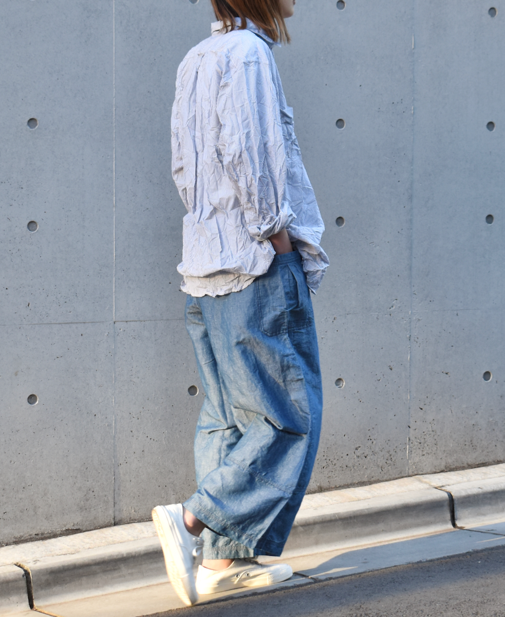 NVL1861MSW (シャツ) COTTON MINI STRIPE REGULAR COLLAR L/SL OVERSIZED SHIRT