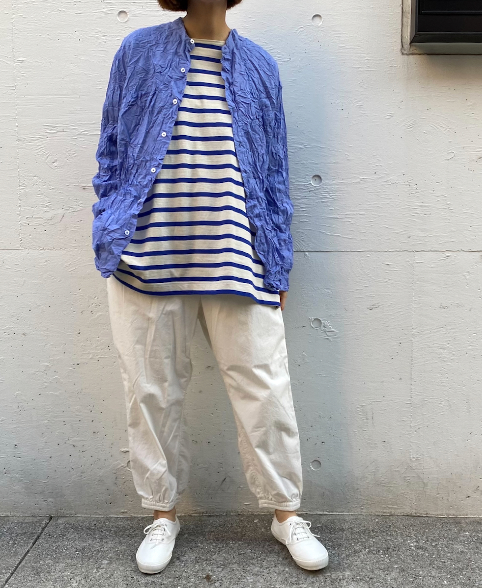 NLA2201 (カットソー) REGULAR STRIPE L/SL BOAT-NECK OVERSIZED BASQUE SHIRT