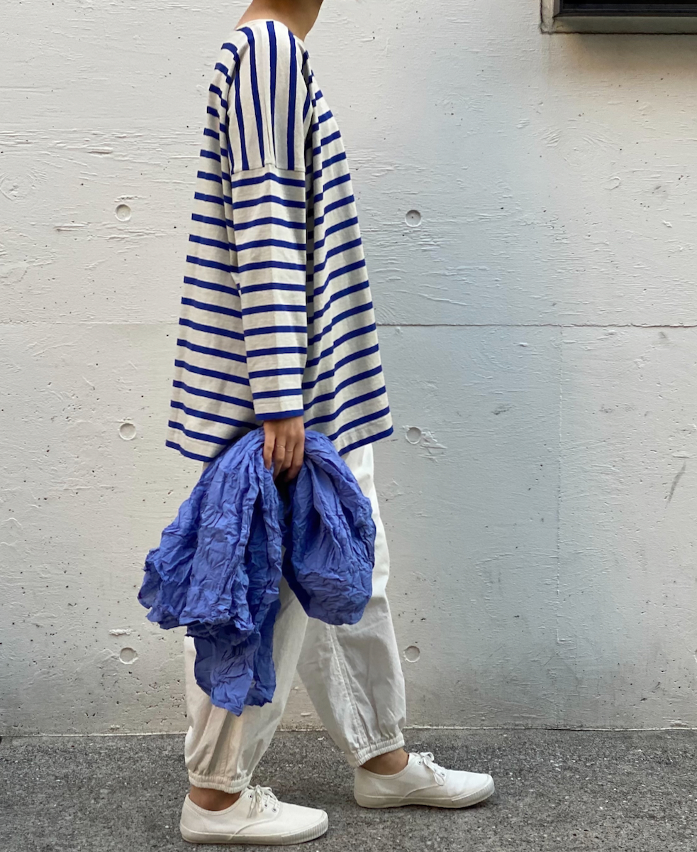 NLA2201 (カットソー) REGULAR STRIPE L/SL BOAT-NECK OVERSIZED BASQUE SHIRT