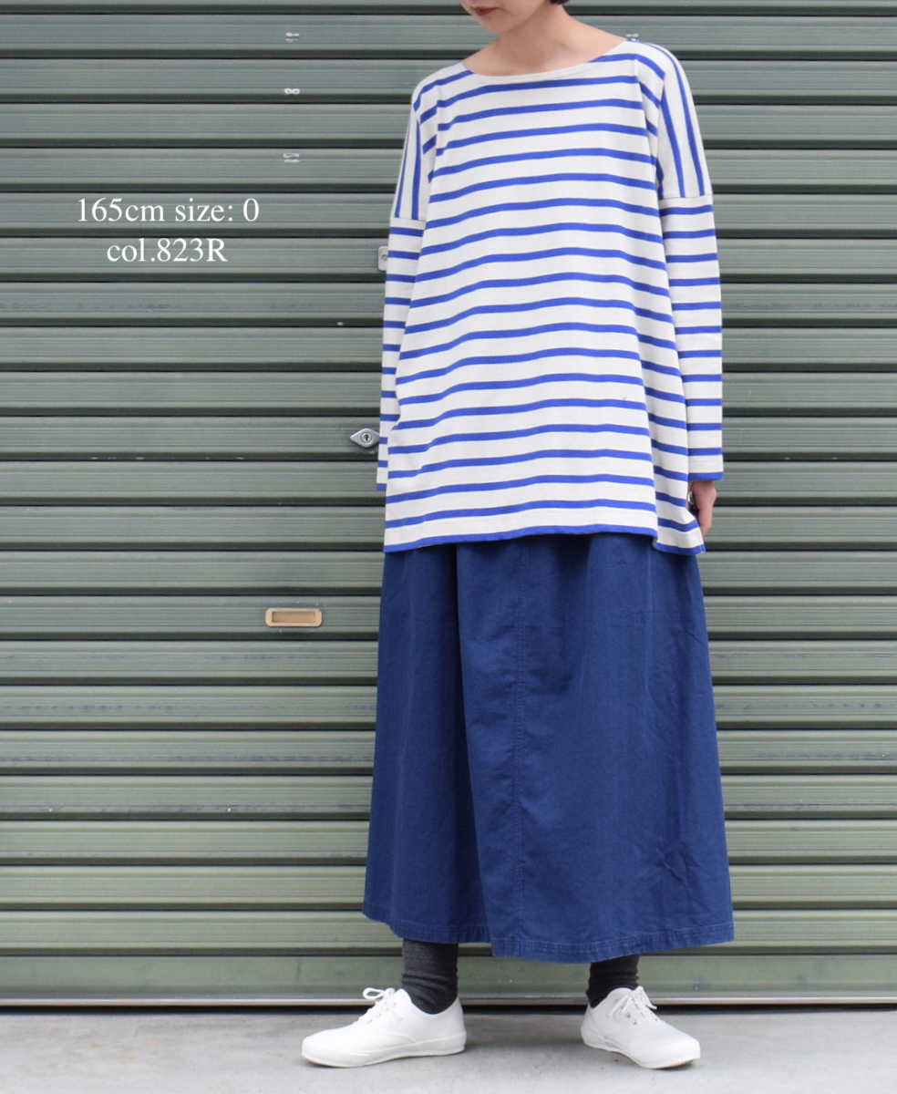 NLA2201 (カットソー) REGULAR STRIPE L/SL BOAT-NECK OVERSIZED BASQUE SHIRT