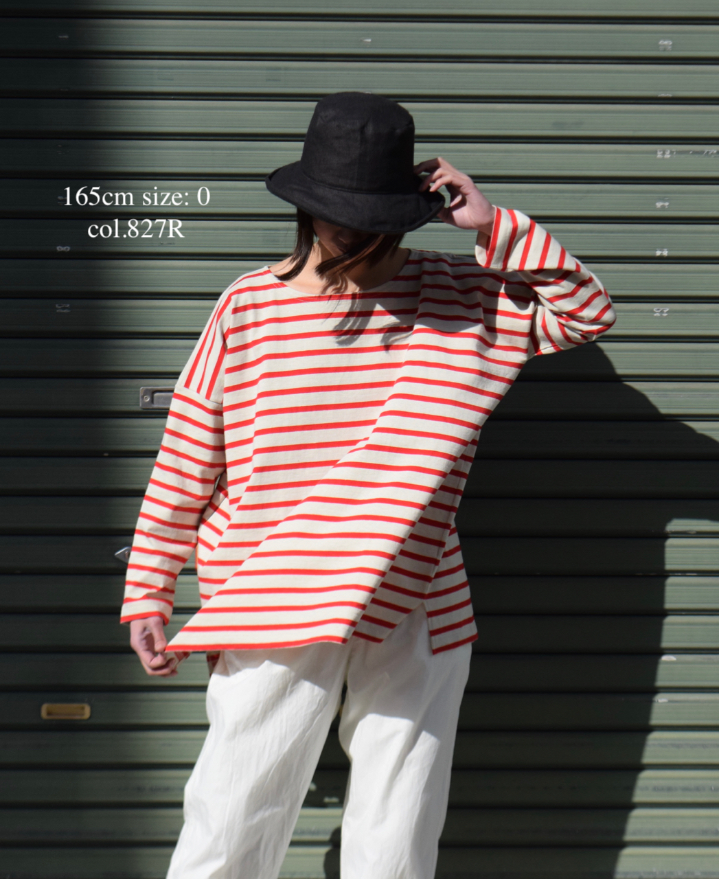 NLA2201 (カットソー) REGULAR STRIPE L/SL BOAT-NECK OVERSIZED BASQUE SHIRT