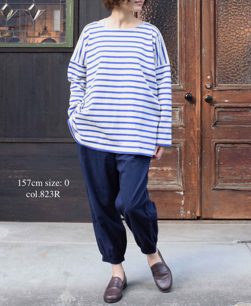 NLA2201 (カットソー) REGULAR STRIPE L/SL BOAT-NECK OVERSIZED BASQUE SHIRT