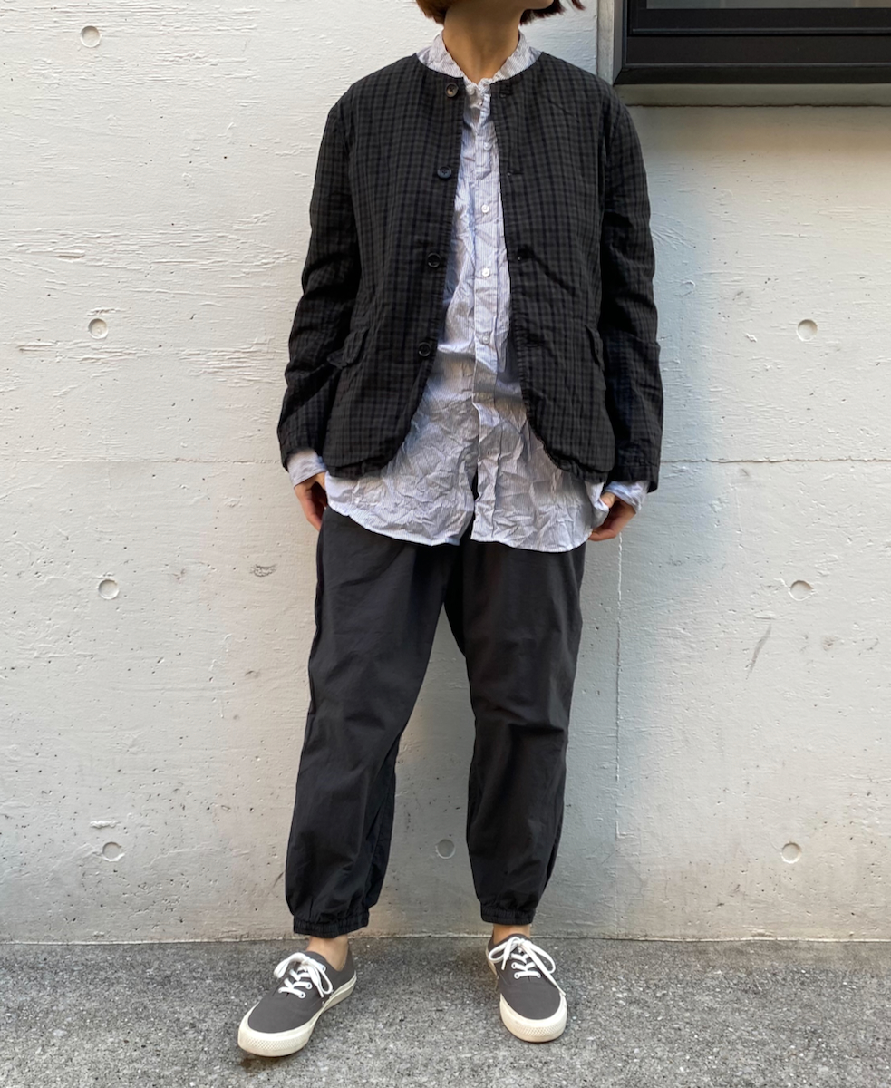 NVL1951MSW (シャツ) COTTON MINI STRIPE BANDED COLLAR L/SL OVERSIZED SHIRT