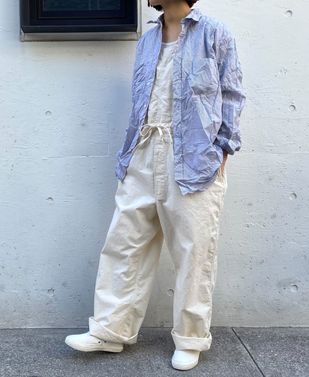 NVL1861MSW (シャツ) COTTON MINI STRIPE REGULAR COLLAR L/SL OVERSIZED SHIRT
