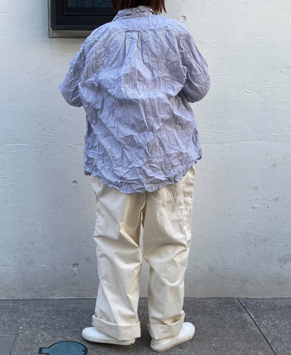 NVL1861MSW (シャツ) COTTON MINI STRIPE REGULAR COLLAR L/SL OVERSIZED SHIRT