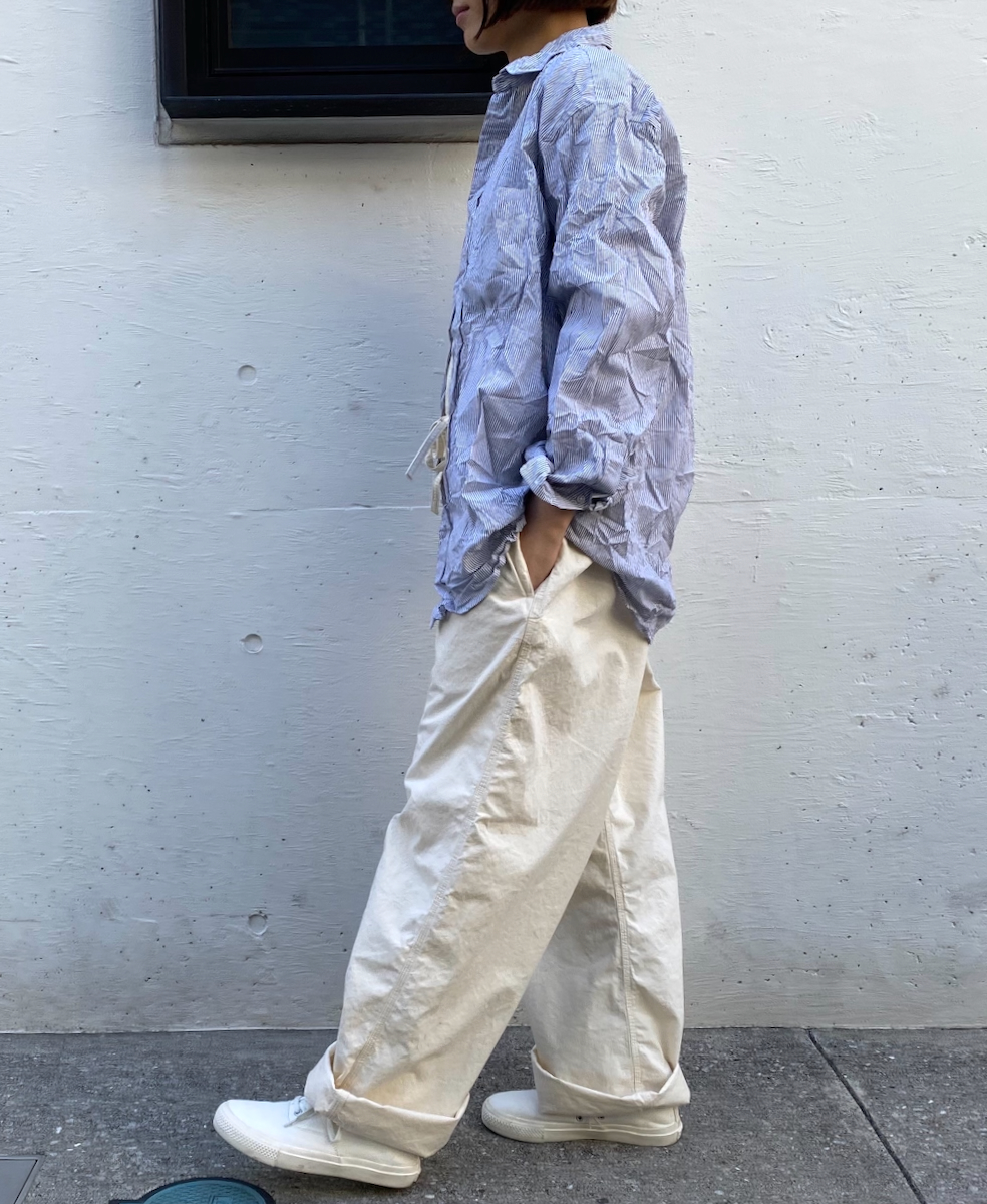 NVL1861MSW (シャツ) COTTON MINI STRIPE REGULAR COLLAR L/SL OVERSIZED SHIRT