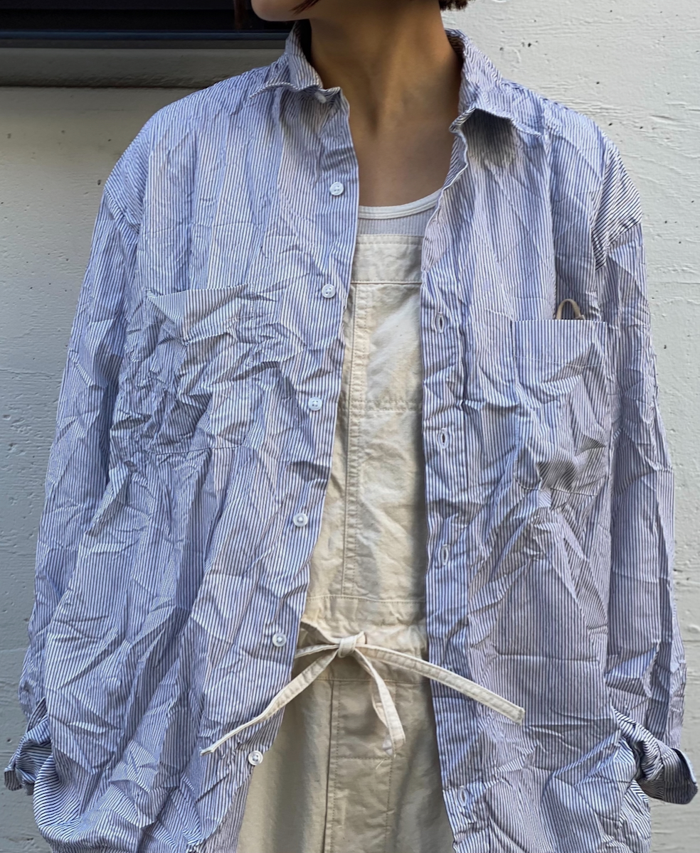 NVL1861MSW (シャツ) COTTON MINI STRIPE REGULAR COLLAR L/SL OVERSIZED SHIRT