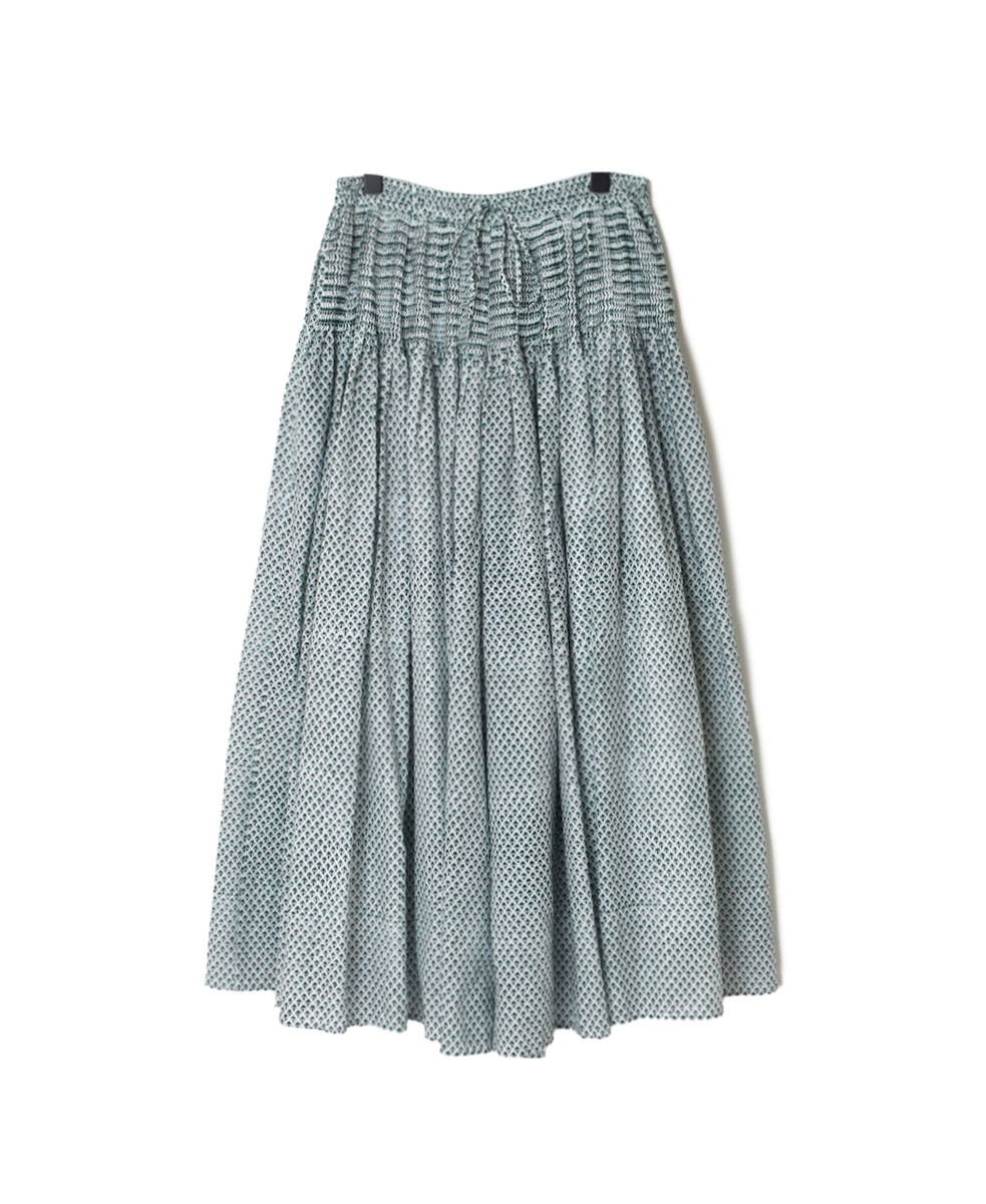 INMDS23045 (キュロット) 80’S VOILE SMALL FLOWER BLOCK PRINT CULOTTES WITH MINI PINTUCK