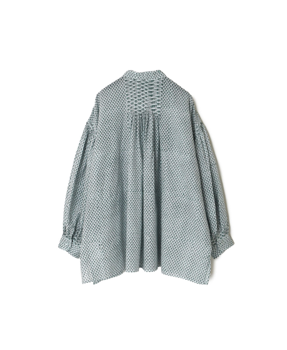 INMDS23041 (シャツ) 80'S VOILE SMALL FLOWER BLOCK PRINT BANDED