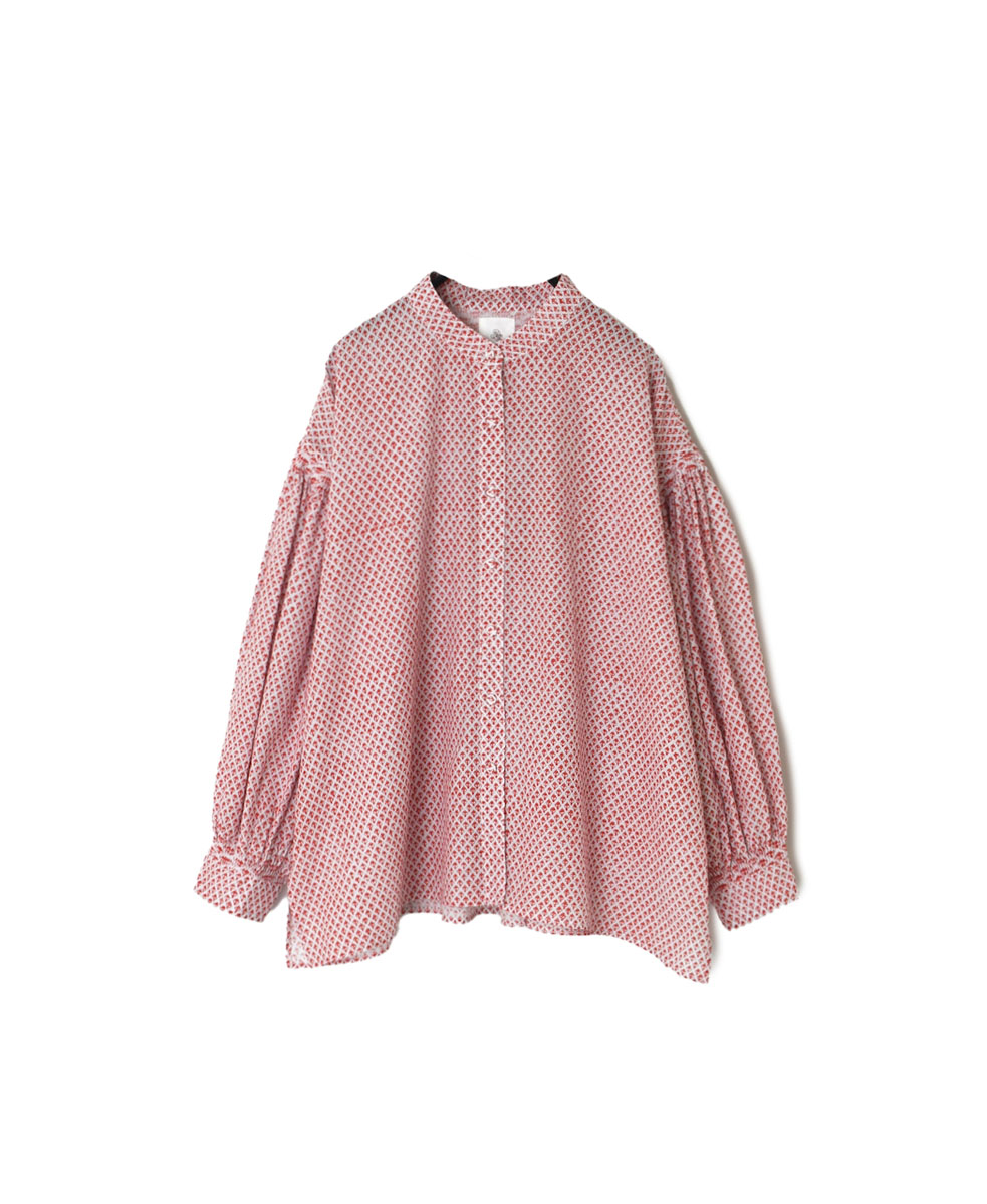 INMDS23041 (シャツ) 80'S VOILE SMALL FLOWER BLOCK PRINT BANDED
