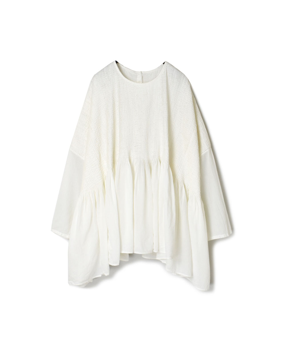 NMDS23301D (シャツ) 80’S ORGANIC VOILE STRIPE BACK OPENING CREW NECK SHIRT WITH MINI PINTUCK