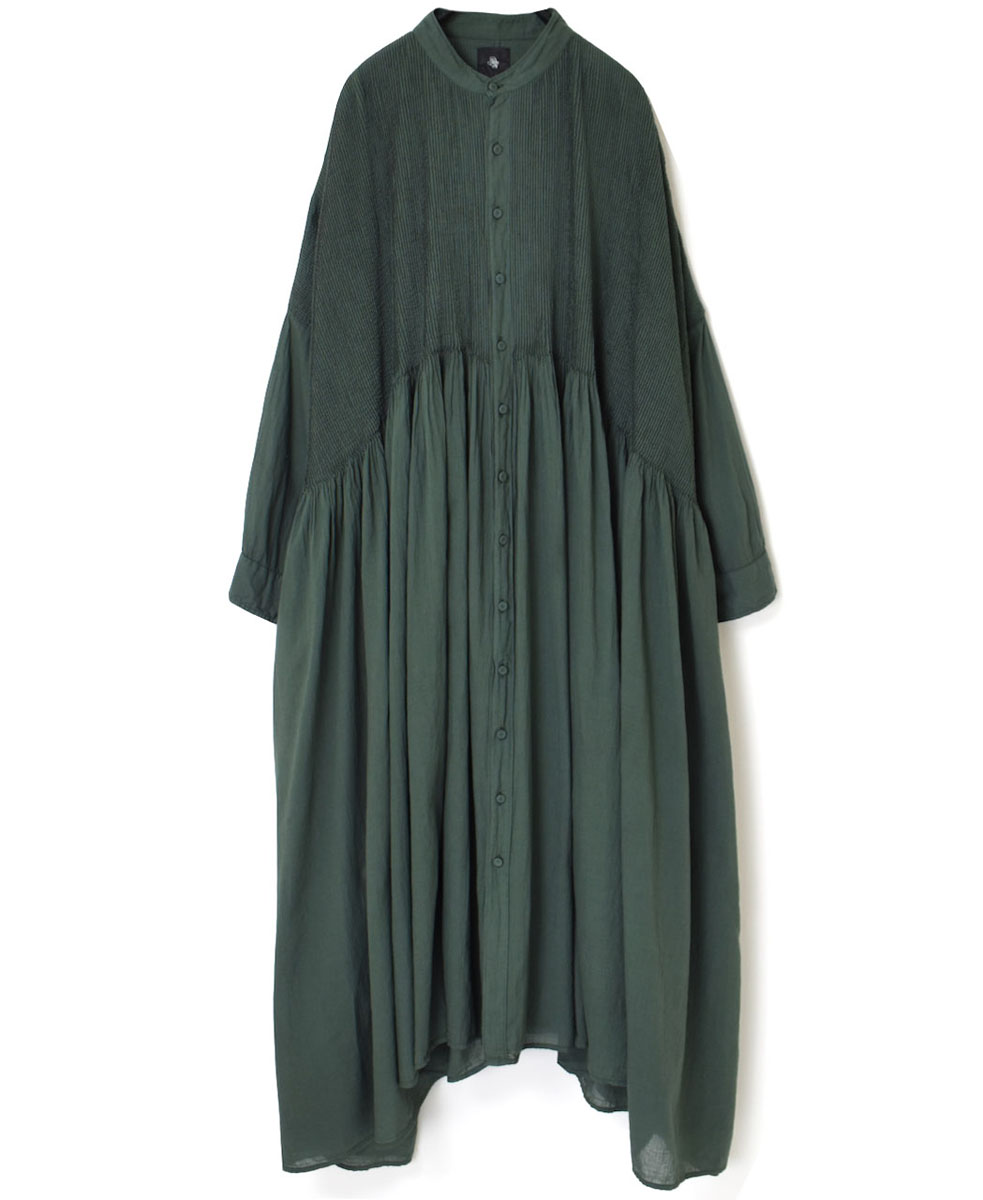 NMDS23312D (ワンピース) 80’S ORGANIC VOILE PLAIN BANDED SHIRT DRESS WITH MINI PINTUCK