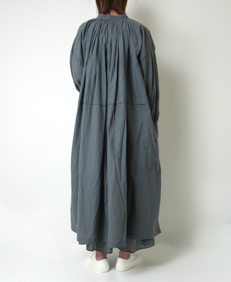 INMDS23033 (ワンピース) 100'S KHADI (100'S X 150'S) NECK GATHERED DRESS
