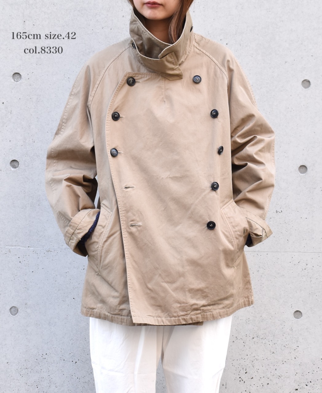 NHT2201BC (コート) MEDIUM WEIGHT COTTON TWILL OVERDYE DOUBLE OVER COAT