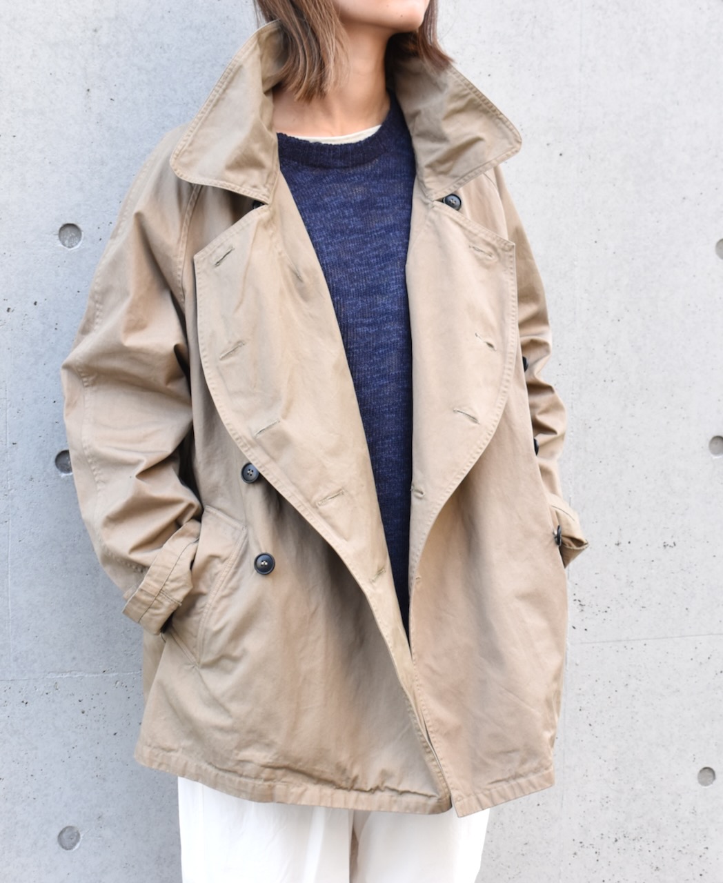 NHT2201BC (コート) MEDIUM WEIGHT COTTON TWILL OVERDYE DOUBLE OVER COAT