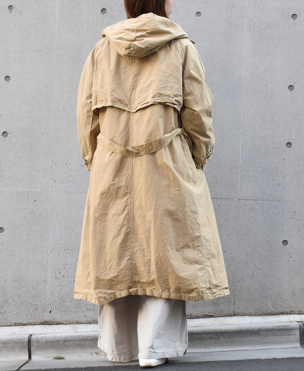 NHT2301TC (コート) LIGHT WEIGHT COTTON OVERDYE HOODED COAT WITH BELT