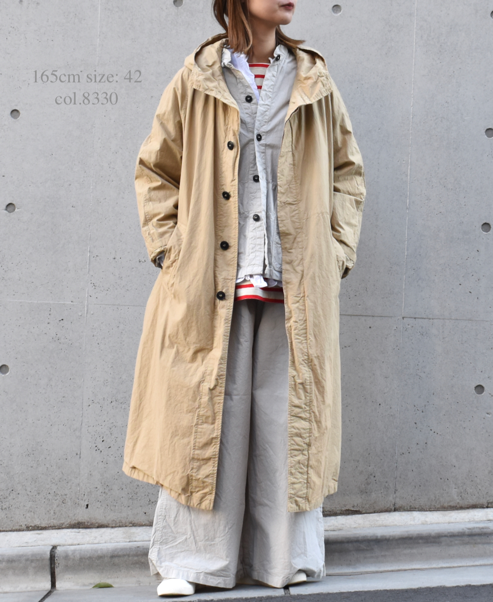 NHT2301TC (コート) LIGHT WEIGHT COTTON OVERDYE HOODED COAT WITH BELT