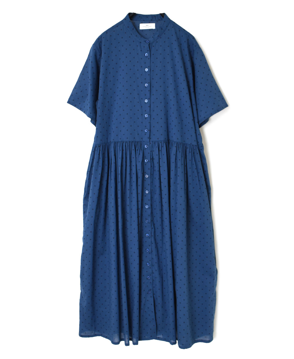 NSL22013 (ワンピース) COTTON VOILE DOT PRINT BANDED COLLAR DRESS