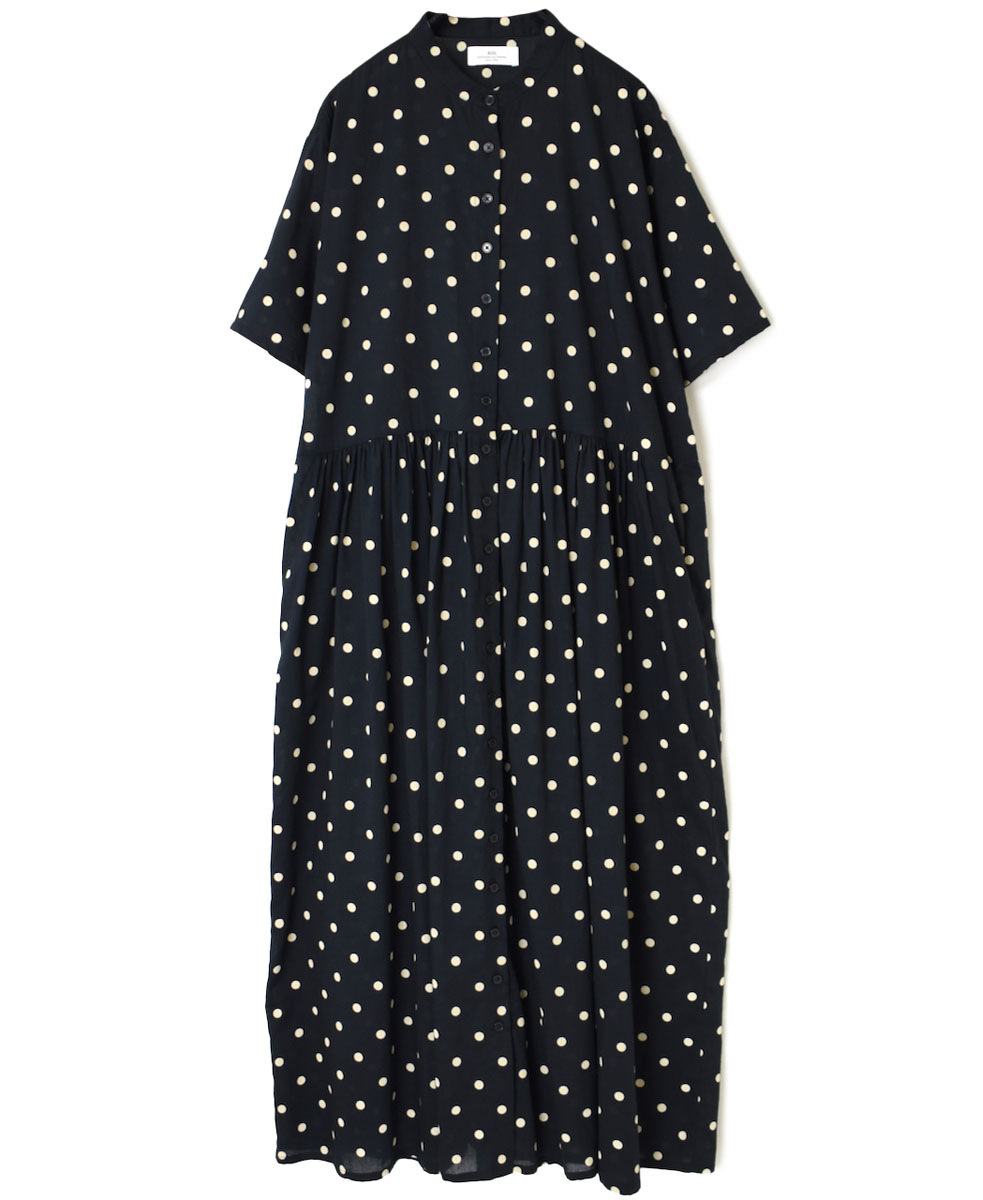 NSL22013 (ワンピース) COTTON VOILE DOT PRINT BANDED COLLAR DRESS