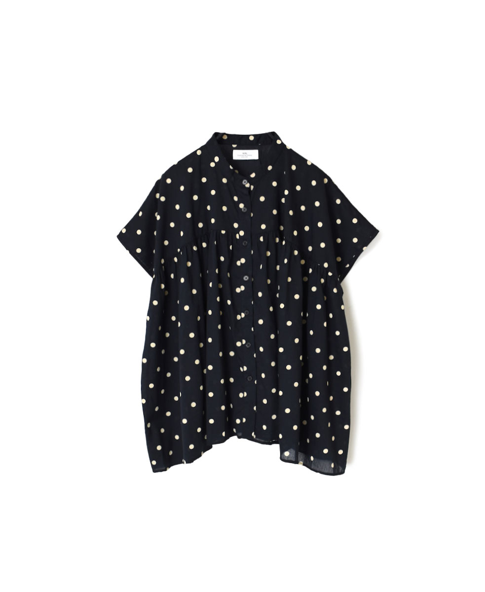 NSL23011 (シャツ) COTTON VOILE DOT PRINT BANDED COLLAR FRENCH SLEEVE SHIRT