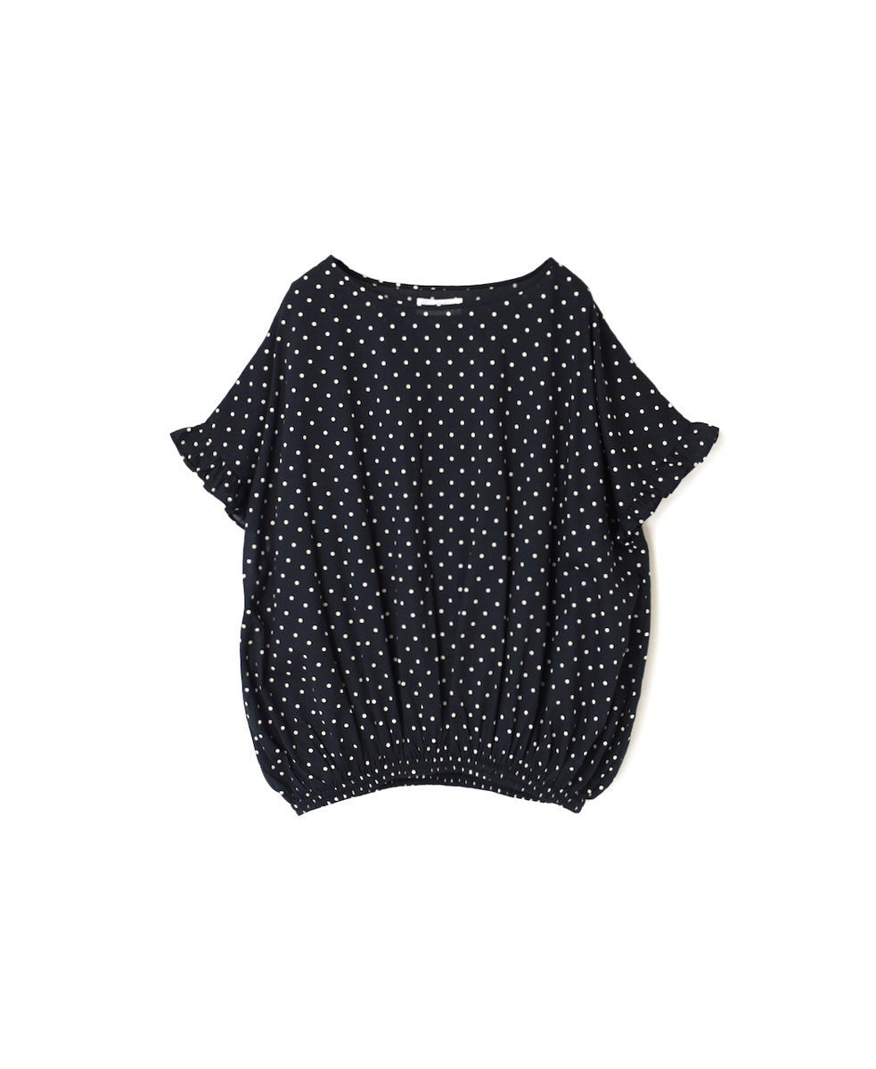 NSL23012 (ブラウス) COTTON VOILE DOT PRINT FRENCH FRILL SLEEVE GATHERED SMOCK