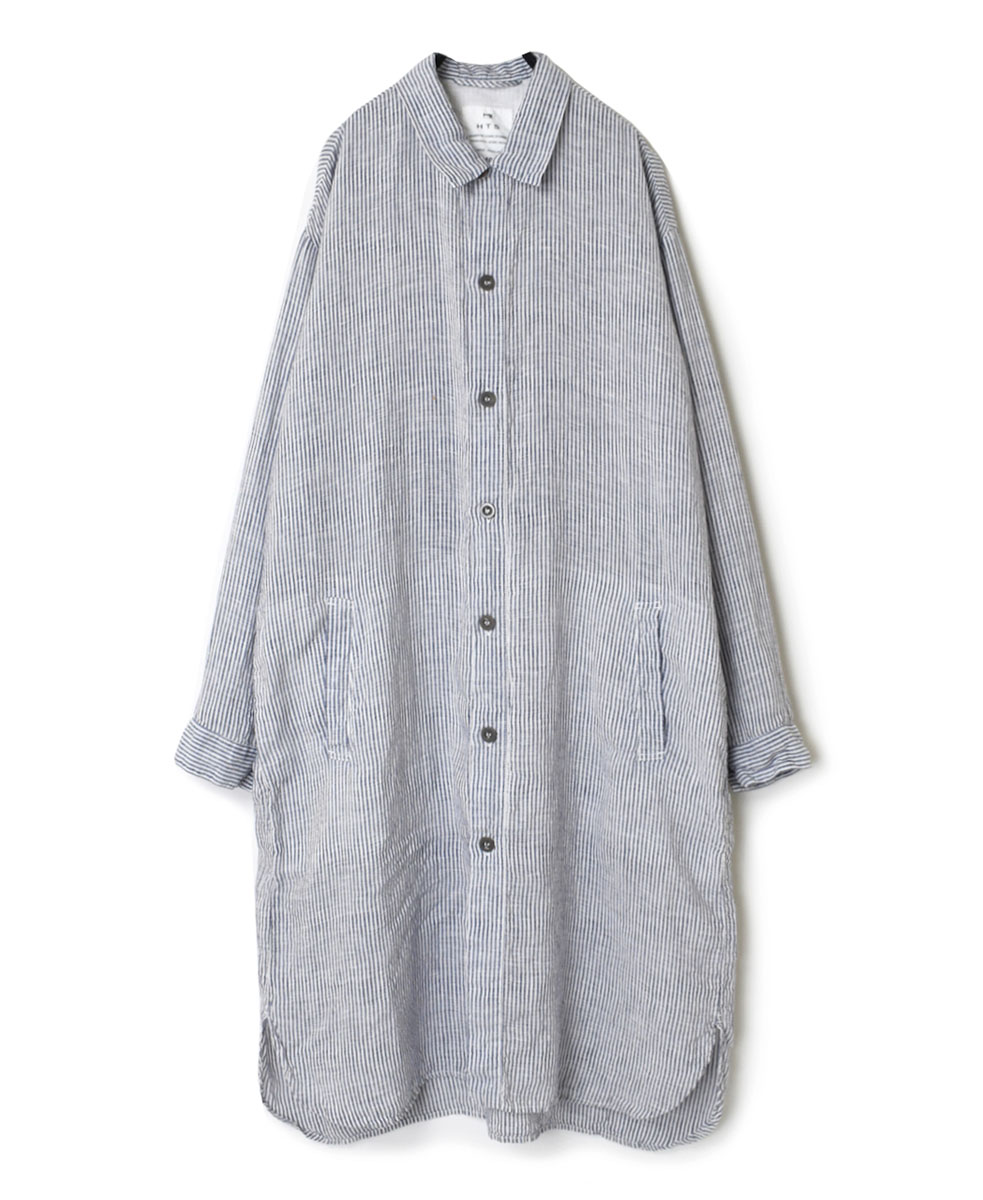 LNHT2321LS (シャツ) LINEN STRIPE WORK BUTTON SHIRT COAT