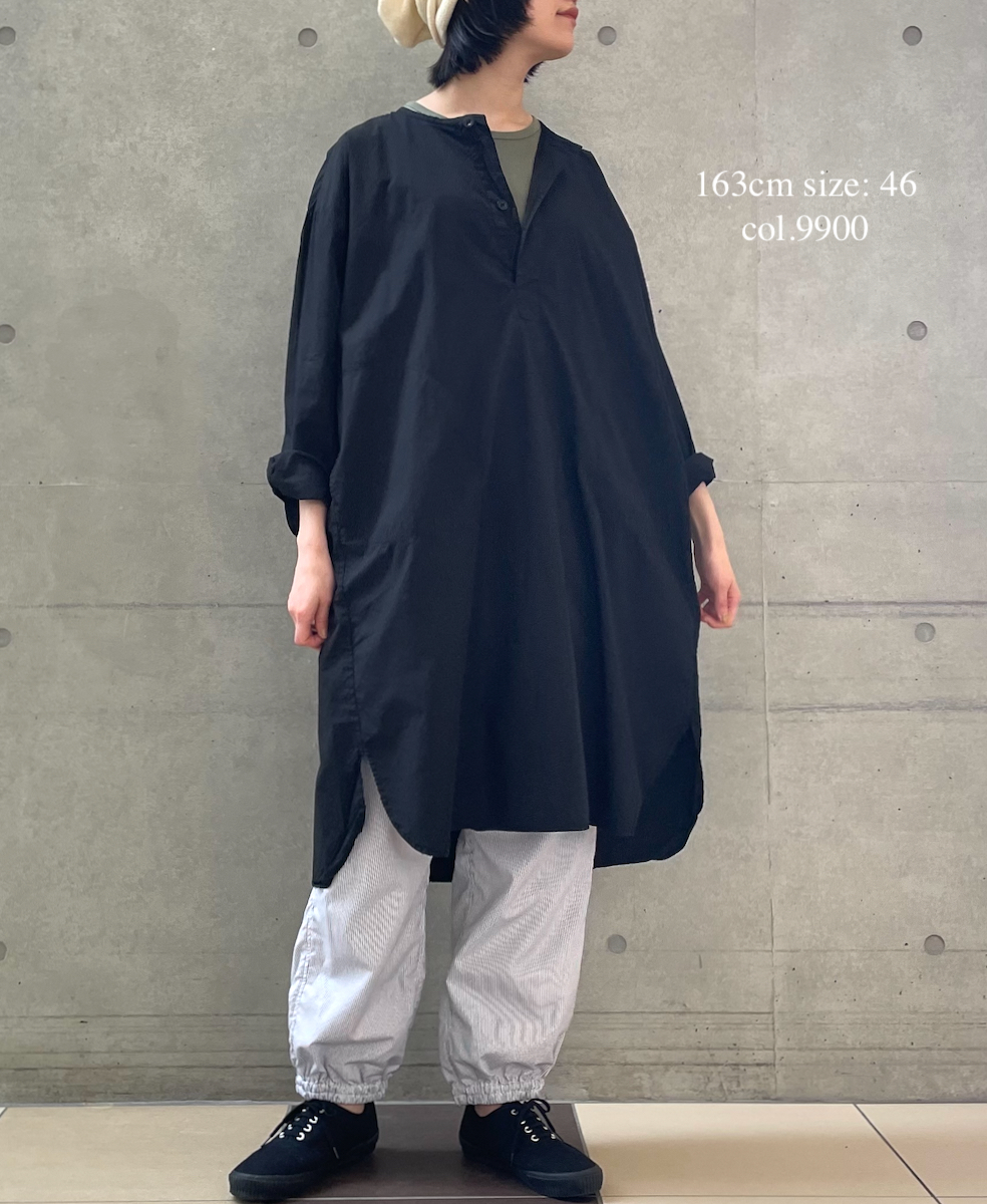 INHT2301CP (ロングシャツ) 60s COTTON POPLIN HENLEY NECK LONG SHIRT