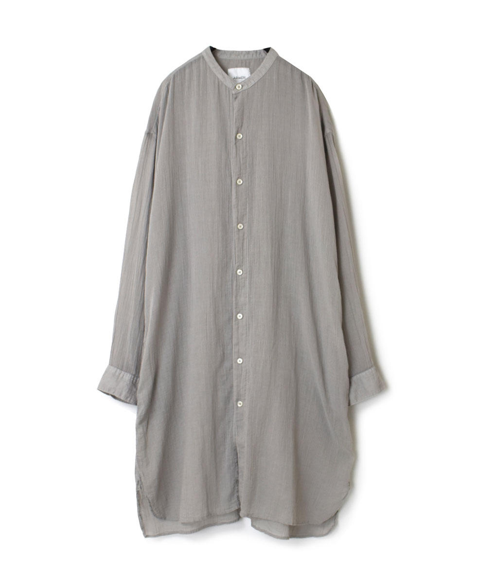 INAM1902GD (ロングシャツ) SINGLE GAUZE OVERDYED UTILITY BANDED COLLAR LONG SHIRTS