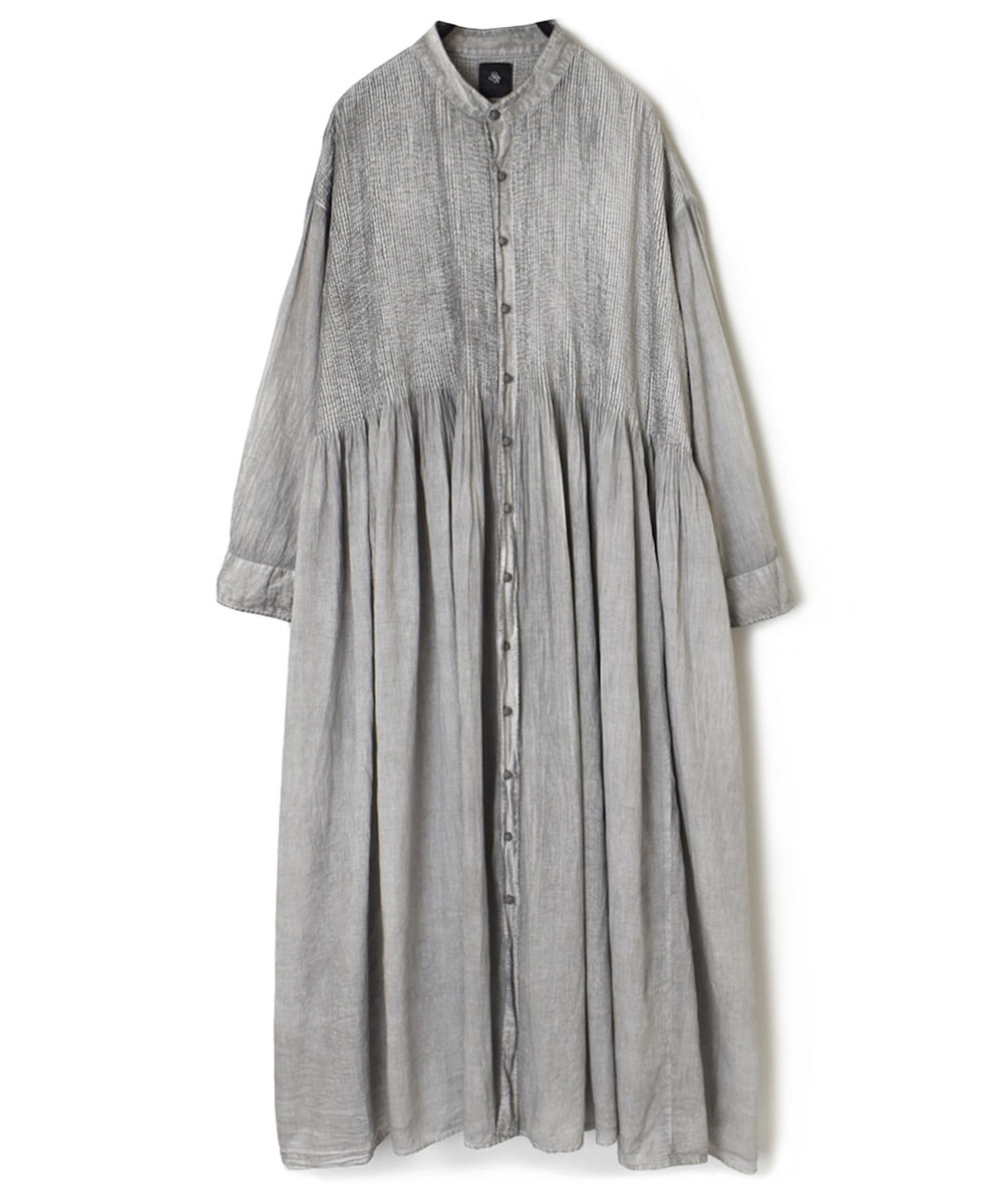 NMDS23134H (ワンピース) 80’S ORGANIC VOILE STRIPE (HANDDYE) BANDED SHIRT DRESS WITH MINI PINTUCK
