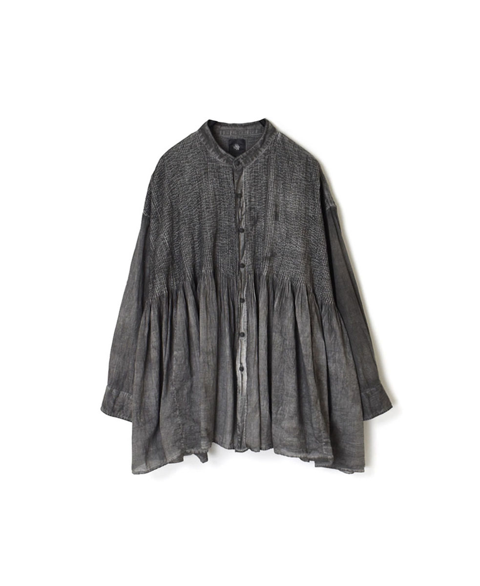 NMDS23131H (シャツ) 80’S ORGANIC VOILE STRIPE (HANDDYE) MINI PINTUCK BANDED SHIRT
