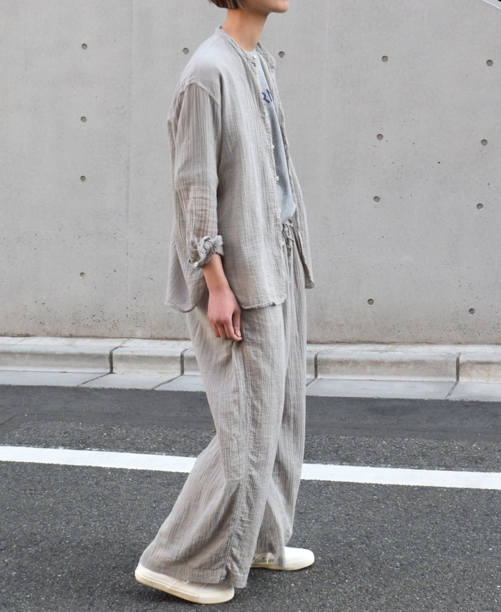 INAM2251GD (パンツ) SINGLE GAUZE OVERDYED GATHERED EASY PANTS